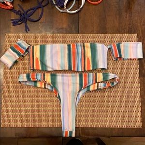 Stone Fox Swim striped bikini set